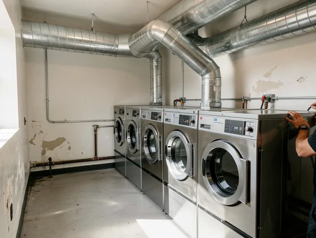 North Tustin Dryer Vent Cleaning team performing large-scale commercial dryer vent cleaning in North Tustin