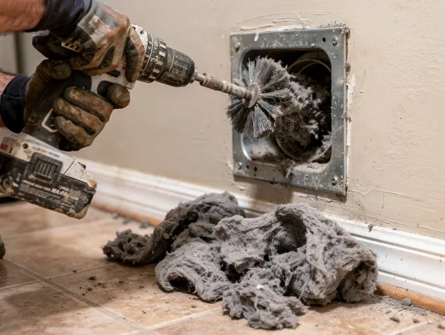 Certified North Tustin Dryer Vent Cleaning technician performing dryer vent cleaning in North Tustin