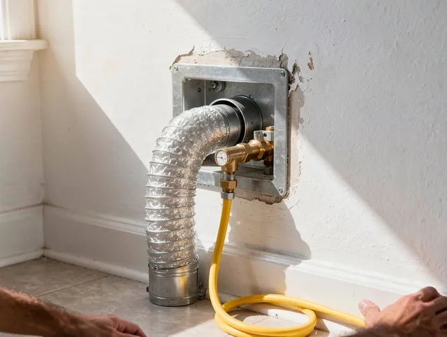 North Tustin Dryer Vent Cleaning certified technician performing specialized gas dryer vent cleaning in North Tustin